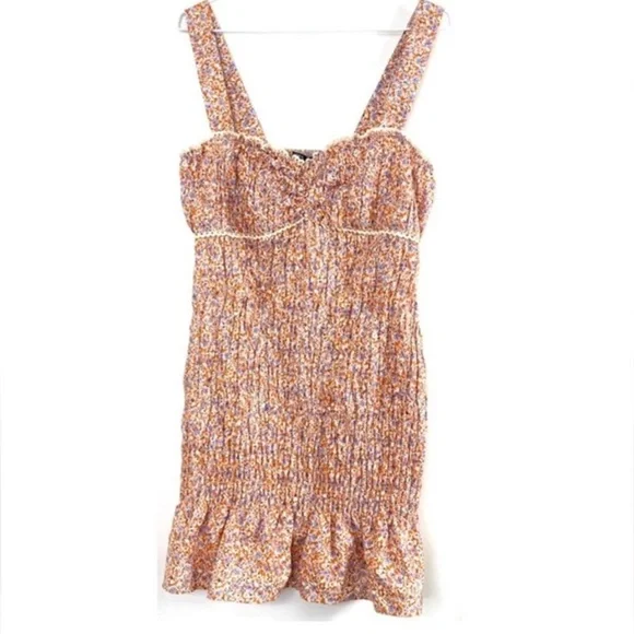 Zara - Floral Smocked Mini Dress - Picture 4 of 4